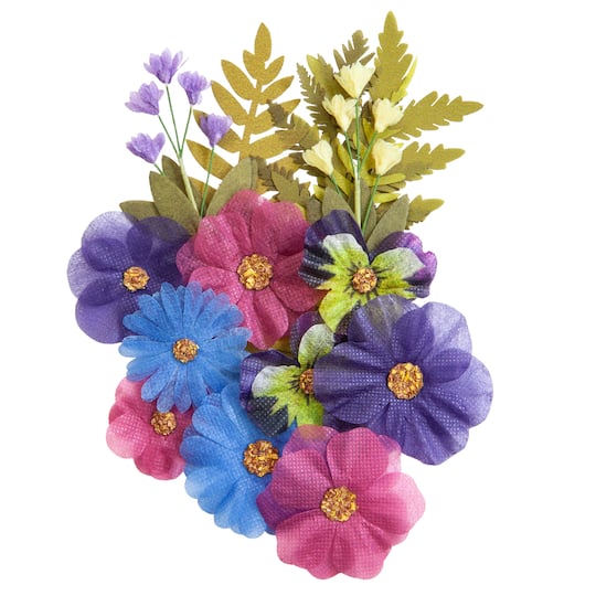 Dark Fabric Pressed Flower Embellishments by Recollections™
